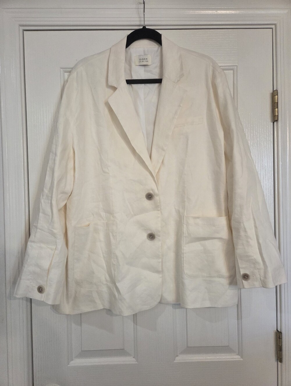 DISSH Linen Oversized Off White Blazer Jacket Size 8